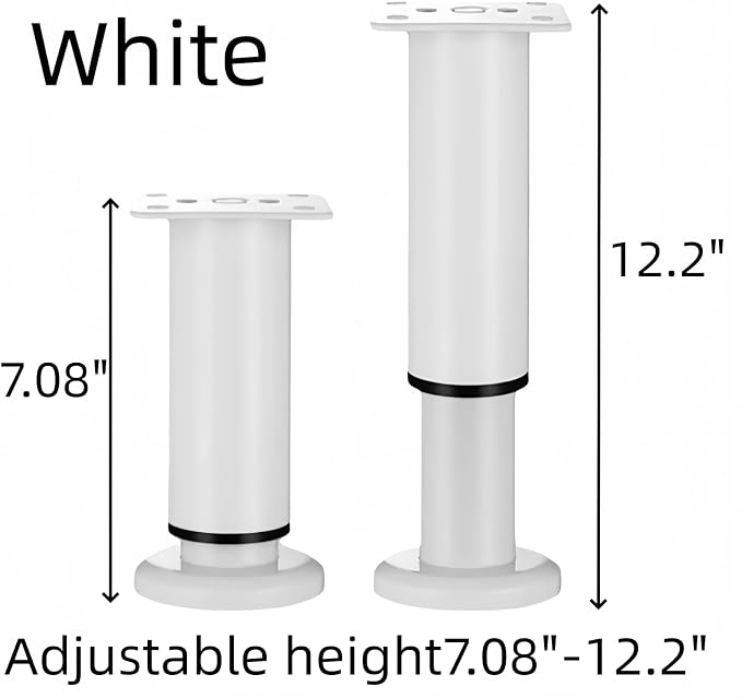 4PCS Adjustable 7.08-12.2 Inch Metal Furniture Legs White Furniture Replacement - Image 3