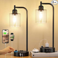 Industrial Nightstand Lamps for Bedrooms Set of 2 by Innqoo