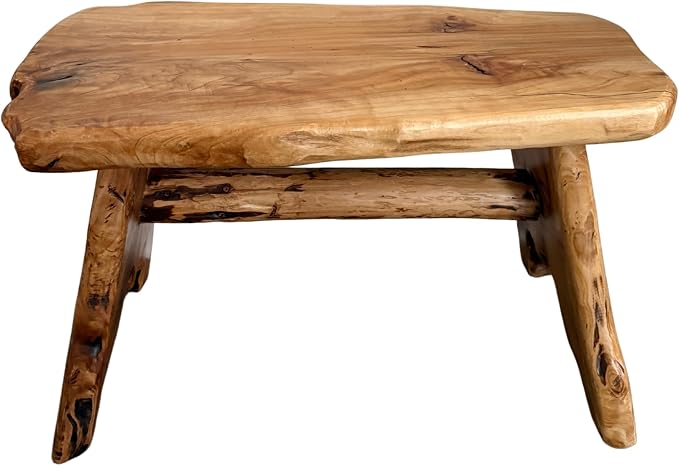 Natural Edge Cedar Wood Tree Stump Indoor/Outdoor Stool, Garden Bench, Night - Image 6