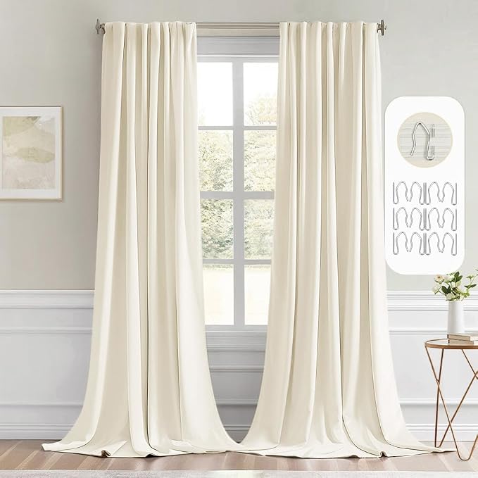 MIULEE Birch Back Tab Blackout Curtains 108 Inch Long 2 Panels Set by MIULEE