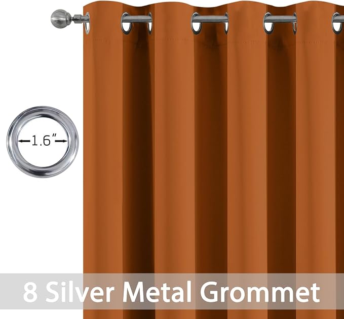 Yakamok Burnt Orange Blackout Curtains 63 Inches Length - Image 2