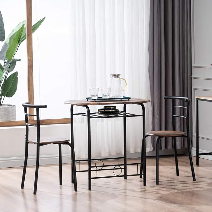 VINGLI 3 Piece Dining Set, Small Kitchen Table Set - Image 3