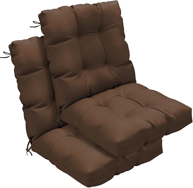 Outdoor Chair Cushions Set of 2, High Back Soft Seat Pad by zanwuhwyd