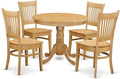 East West Furniture ANVA5-OAK-W 5 Piece Dining Set Includes a Round Dining Room by EastWestFurniture