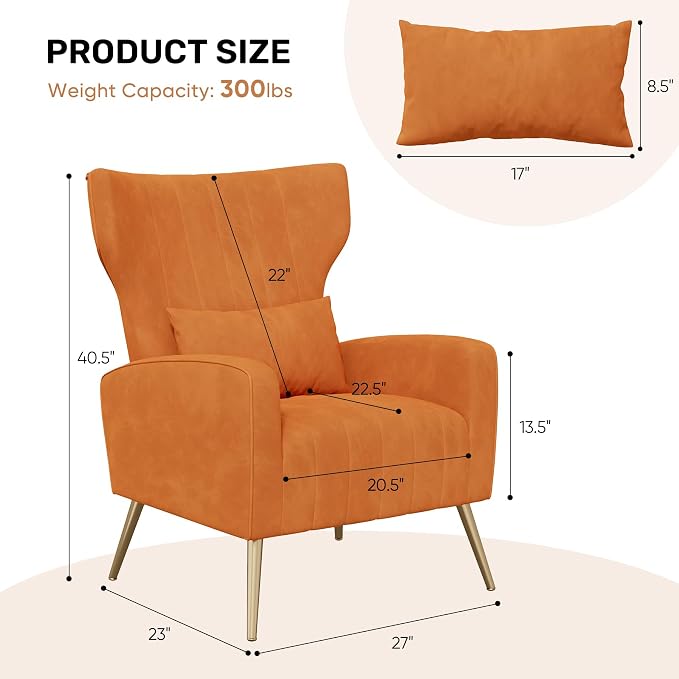 Nebuaegis Velvet Accent Chair Set of 2Wingback - Image 2