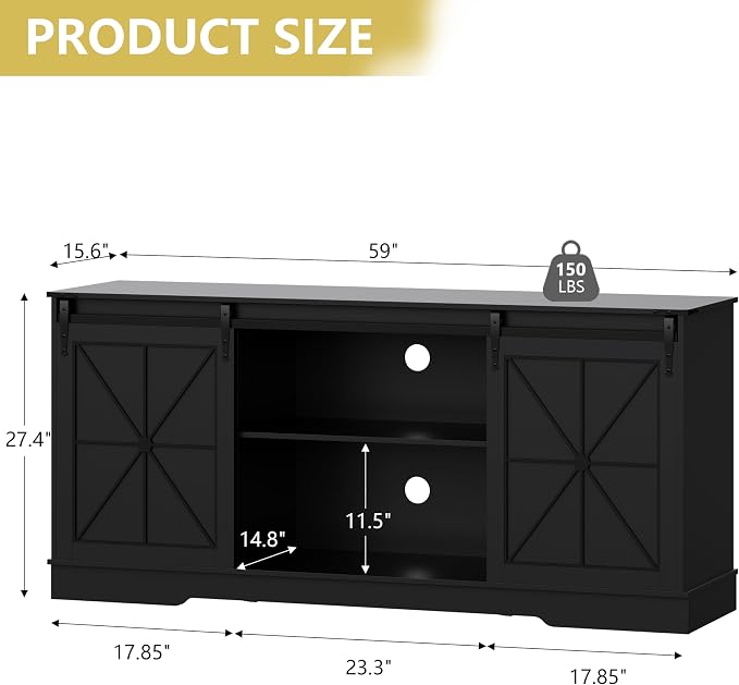 Farmhouse TV Stand for 65/60/55 Inch Tvs, Rustic Entertainment Center - Image 7