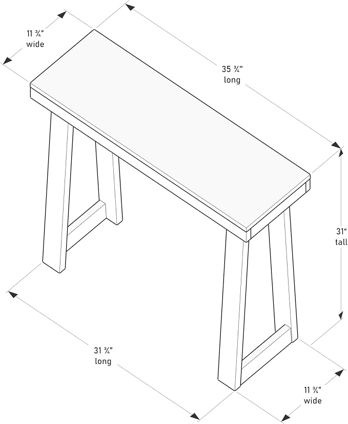 Plank+Beam Classic 36 Inch Console Table, Solid Pine Wood Entryway Table - Image 2