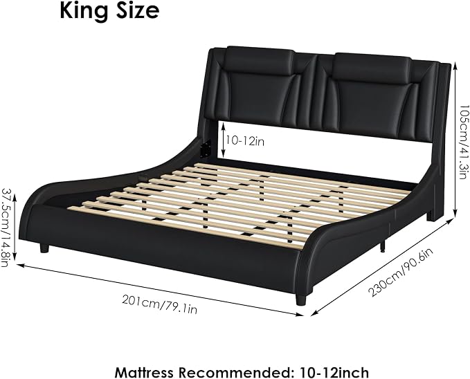 Keyluv King Size LED Bed Frame - Image 2