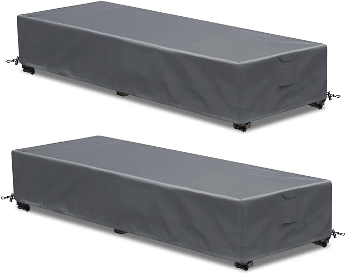 Waterproof Patio Lounge Chair Cover 2 Pack Outdoor Chaise Lounge Covers 600D by GoldenRaindrop