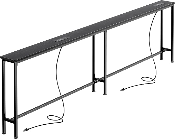 SUPERJARE Sofa Table with 2 Power Outlets and USB-C Ports, 5.9 Inch Narrow by SUPERJARE
