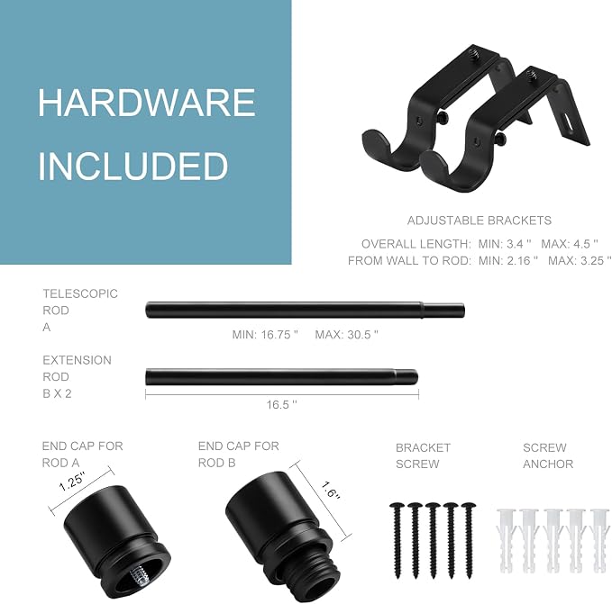 Byondeth Curtain Rods for Windows 16 to 48 or 60 Inches Max Adjustable Length 1 - Image 4