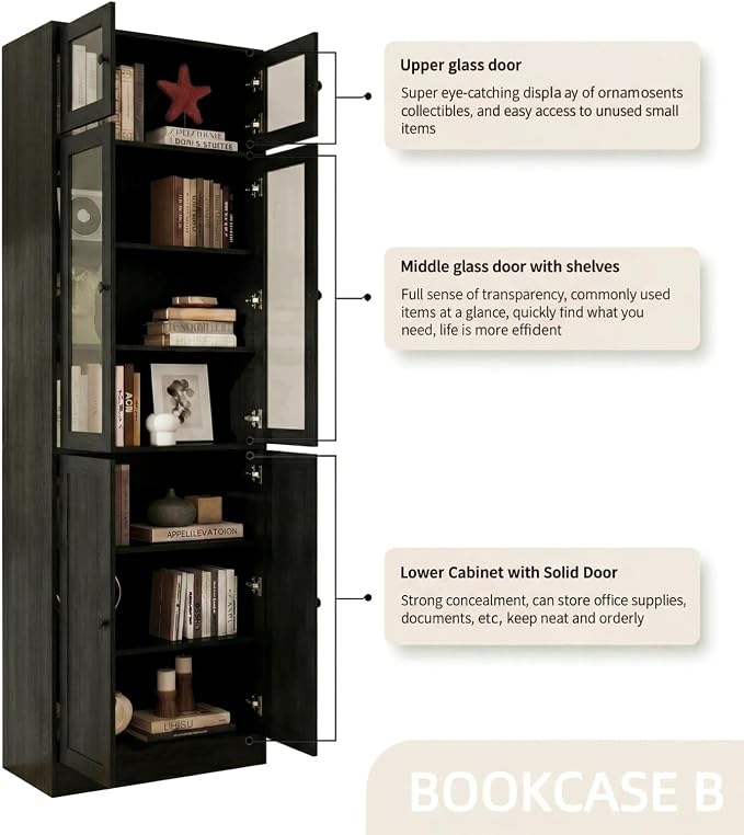 TUSY 85.5" Modern Tall Bookcase - Image 4