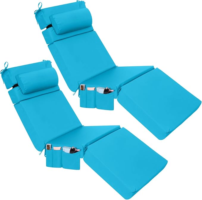 Wenqik 2 Pcs Outdoor Chaise Lounge Cushion by Wenqik