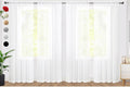SpaceDresser Sheer White Curtains 4 Panels Rod Pocket Semi-Sheer Curtain 54 by SpaceDresser