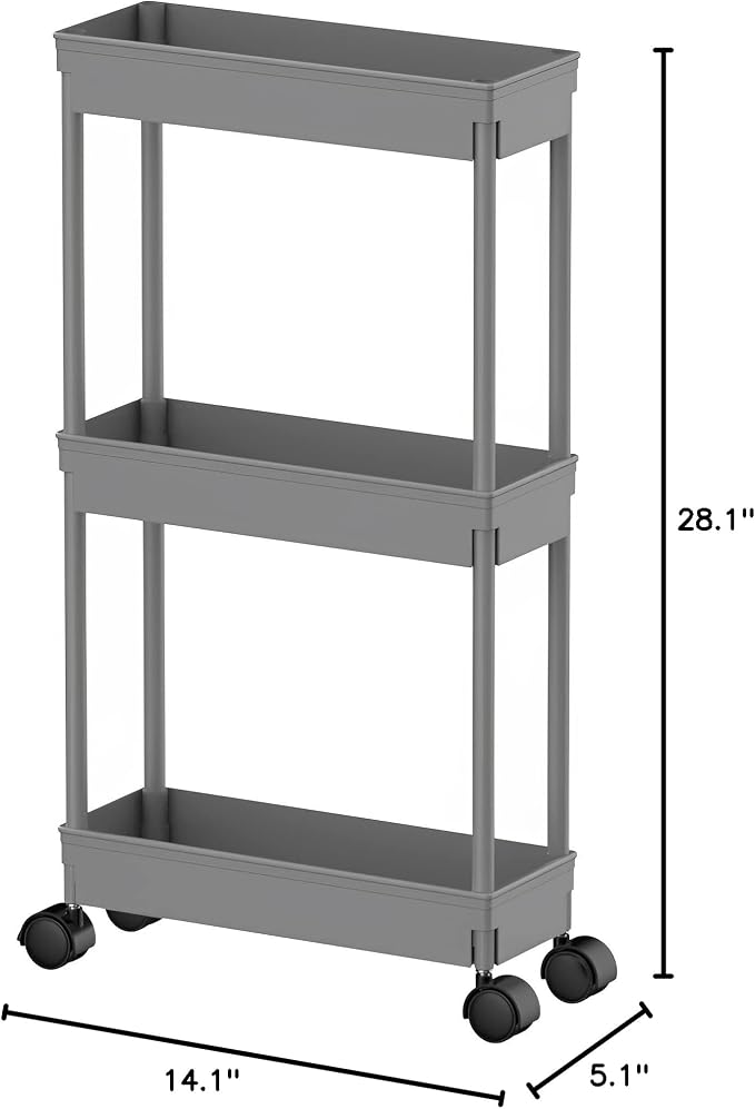 Sooyee Slim Storage Cart, 3 Tier Bathroom Rolling Utility Cart Storage - Image 7
