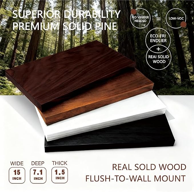 Solid Wood Floating Shelves, 15in Finished Real Wood Wall Shelves - Image 2