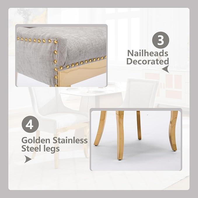 Upholstered Dining Chairs Set of 4, Modern Fabric Side Chairs - Image 6