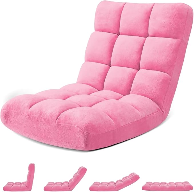Folding Floor Gaming Chair 14-Poistion Cushioned Adjustable Floor Lazy Sofa by Avocahom