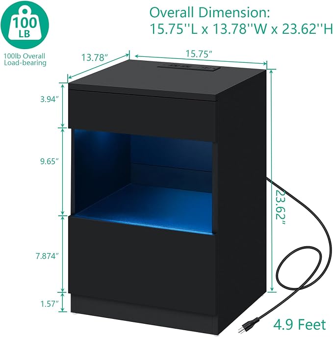 HOMMPA Set of 2 Open Shelf LED Nightstands - Image 2