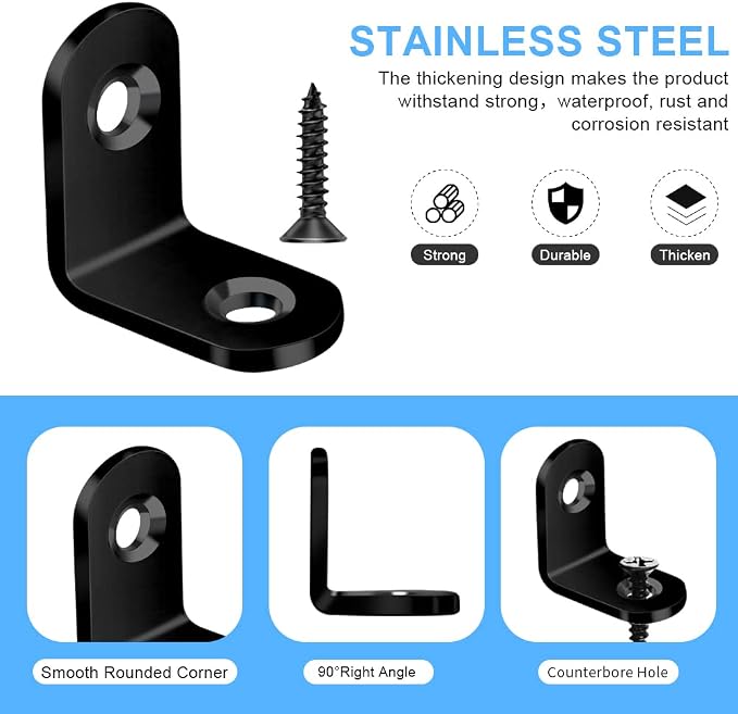 Vicuna R 40PCS L Brace, Stainless Steel Corner Brace, Metal Right Angle Bracket - Image 2