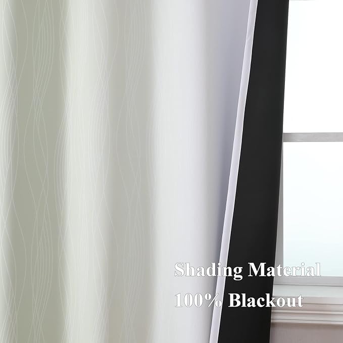 Estelar Textiler Sage and Greyish White Blackout Curtains 54 Inch Length - Image 5
