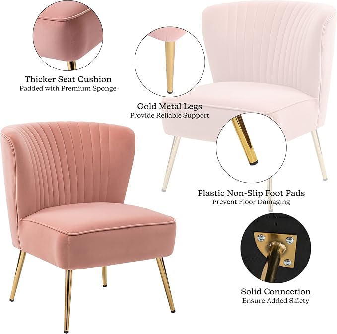 HULALA HOME Velvet Accent Chair, Modern Upholstered Cute Side Chair - Image 4