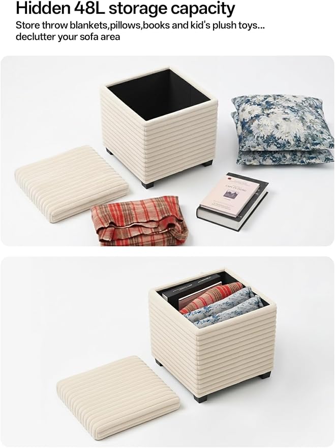 ABHENG 17.7 inches Faux Fur Ottomans Cube - Image 6