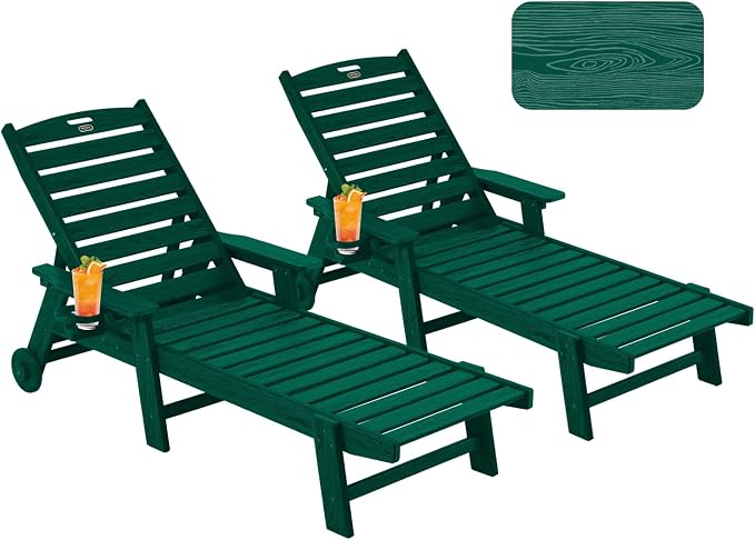 Patio Chaise Lounge Chair Set of 2, Oversize Lounge Chairs by Serique