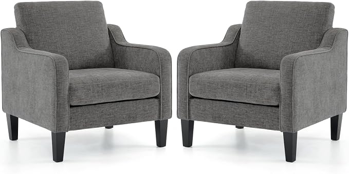 VINGLI Accent Chairs Set of 2 for Living Room, Light Grey Mid Century Modern by VINGLI