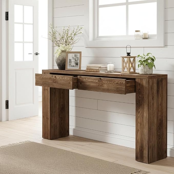 LITTLE TREE Solid Wood 63 Inches Console Table by LITTLETREE