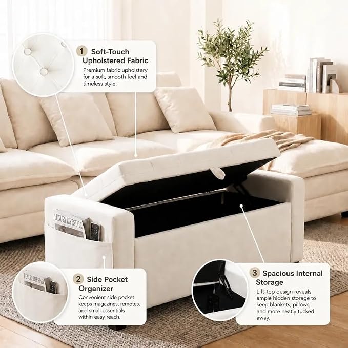 Storage Ottoman Bench for Bedroom, End of Bed Bench - Image 5