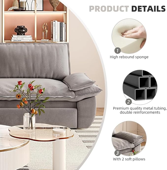 73.2" Sofa Bed Queen, 3-in-1 Pull Out Sofa Bed - Image 3