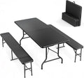 VINGLI Picnic Table Set with 2 Benches, 6 Feet Camping Table Chair Set by VINGLI