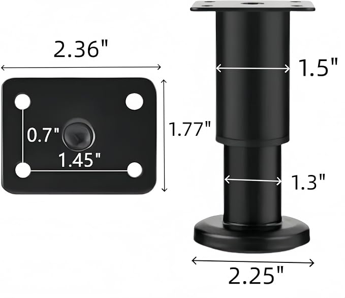 4PCS Adjustable 3.1-4.7 Inch Metal Furniture Legs Black Furniture Replacement - Image 2