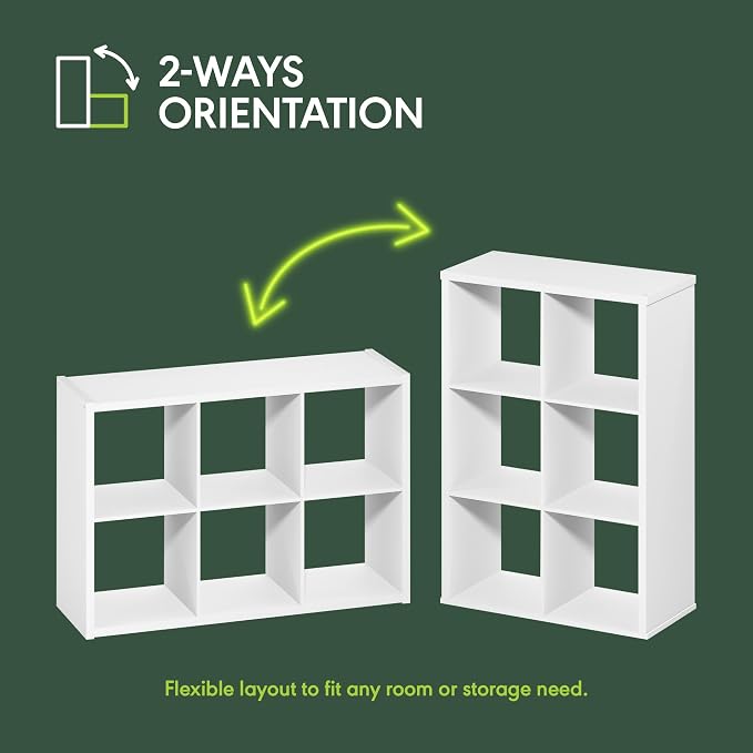 Furinno CUBICLE Book Shelf, 6-Cube Bookshelf, Extra Thick Frame Horizontally & - Image 5