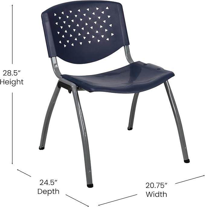 Flash Furniture HERCULES Series 880 lb. Capacity Navy Plastic Stack Chair - Image 3