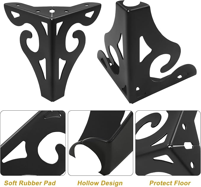 Piutouyar 5 Inch Hollow Out Furniture Legs Set of 4, Modern Triangle Couch Feet - Image 4