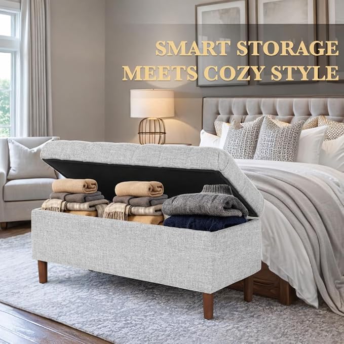 Homepop Home Decor | Tufted Ainsley Button Storage Ottoman Bench - Image 5