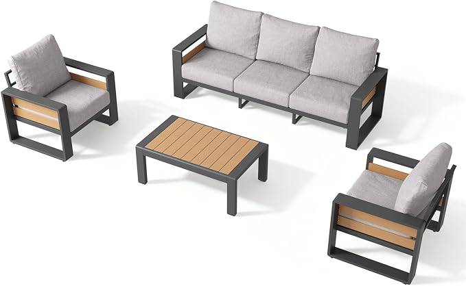 Aoxun Aluminum Patio Furniture Set, 5 Seats Luxury Outdoor Sectional - Image 8