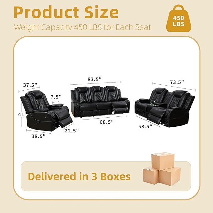2-Piece Leather Power Recliner Sofa Set - Image 2