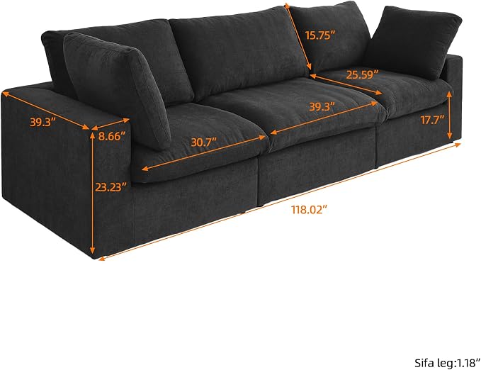 WJShome Cloud Modular Sectional Couch, 120.45" Convertible Couch - Image 2