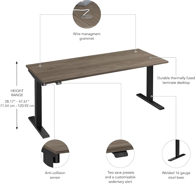 Bush Business Furniture 72-inch Electric Height Adjustable Standing Desk - Image 3
