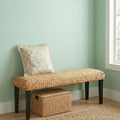 Entryway Bench with Solid Wood Acacia, Water Hyacinth Indoor Bench Seat by AVCONNECT