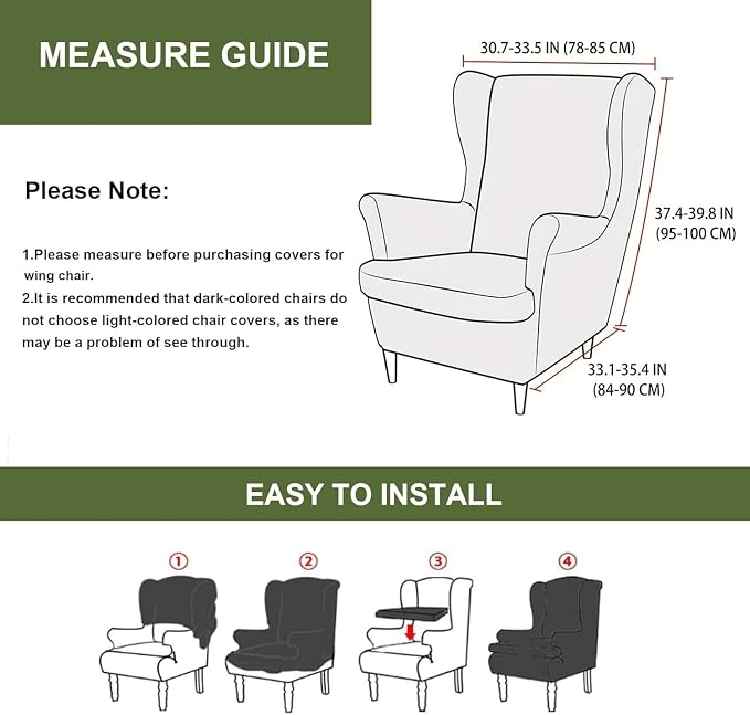 HAOYONG Wing Chair Slipcovers Printed Wingback Chair Covers 2 Pieces Wingback - Image 3