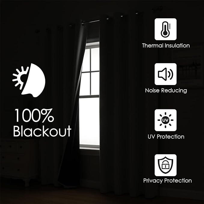 ChrisDowa 100% Blackout Curtains 108 inch Long - Image 2