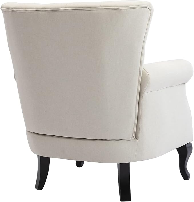 Set of 2 Mid-Century Modern Accent Chair, Linen Fabric Armchair w/Tufted - Image 5