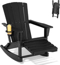 Adirondack Rocking Chair with Retractable Ottoman, Outdoor Folding Adirondack by Unknown