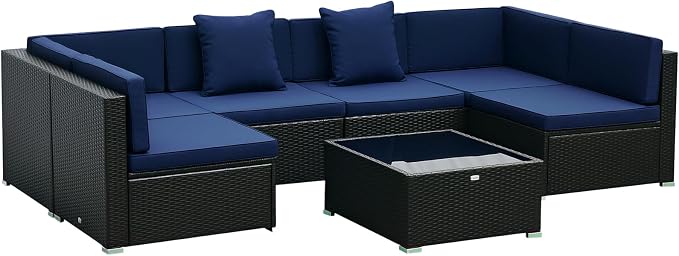 Outsunny 7-Piece Patio Furniture Sets Outdoor Wicker Conversation Sets All by Outsunny