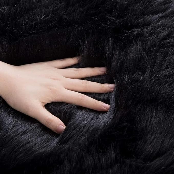 ORINOVA Black Rug for Bedroom 5x7 Area Rugs for Living Room Washable Shaggy - Image 7