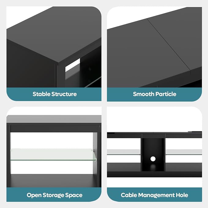Bestier LED TV Stand for 55/60/65 Inch TV, Modern Gaming TV Console - Image 4